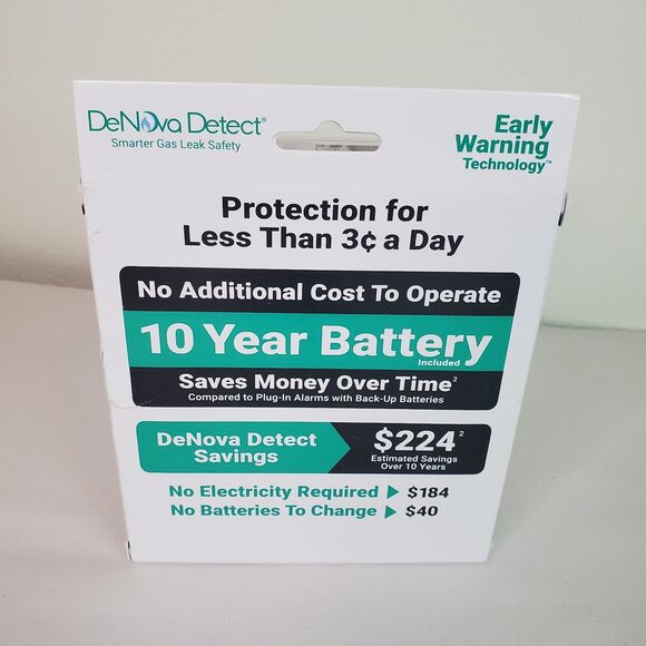 Denova Natural Gas Alarm W/Voice Alert 10 Yr Battery Powered Detector - OPEN BOX - Picture 2 of 14